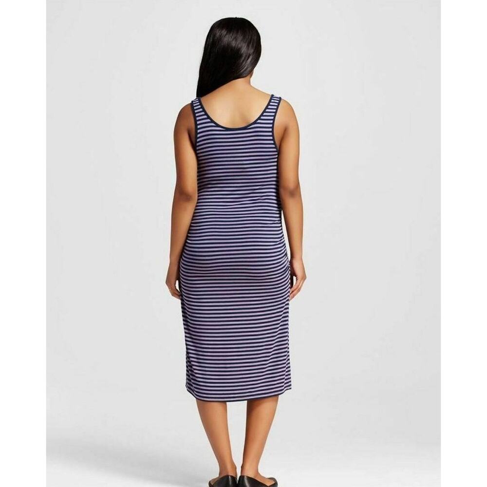 Liz Lange Sleeveless Striped Maternity Tank Dress Purple‎ Navy Womens Size Small - Picture 2 of 12